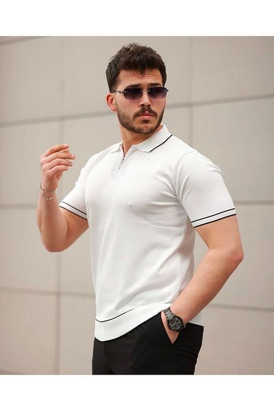 LC Waikiki Lc W Shirt Collar Zipper Summer Short Sleeve Men's T-Shirt