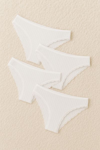 Loule Lenjerie de damă din viscoză cu dantelă 4 bucăți slip bikini LL.42.ILK14.001