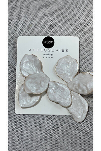 Elysara أقراط بيضاء مع مروحة متدلية