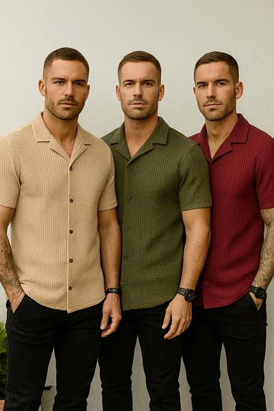 LC Waikiki Lc Waiki 3-Pack Advantage Package Short Sleeve Summer Quality Waffle Fabric Men's Shirt New Model - Ironing Preferred