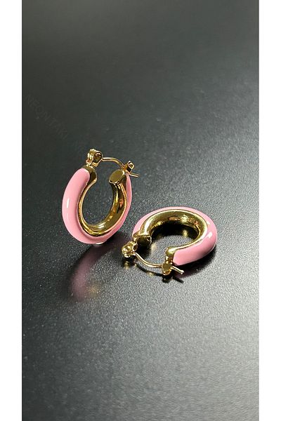 Neon Takı by Atalay Sensitivity Tag and Color Ring Model, Stainless Steel Earring 631, Gold Color