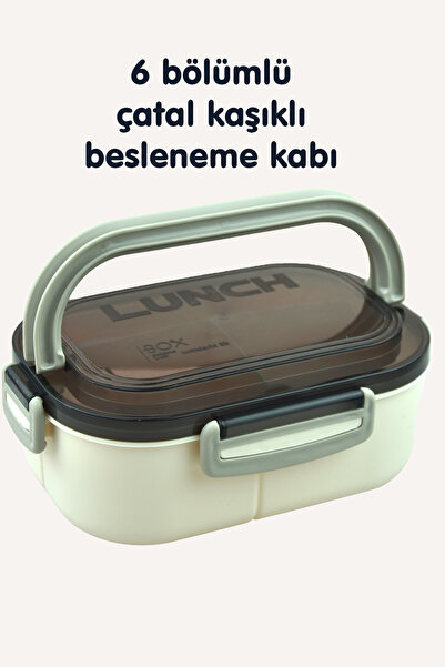 Venino صندوق غداء مكون من 6 أقسام، وعاء غداء عملي مع شوكة وملعقة