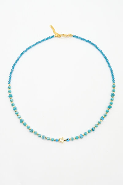 TAKIBOX Blue Natural Stone Beaded Necklace
