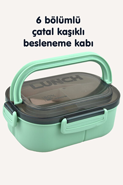 Venino صندوق غداء مكون من 6 أقسام، وعاء غداء عملي مع شوكة وملعقة