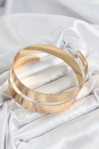 Clariss Gold Color Women's Pazu Bracelet with Brass Forged Pattern