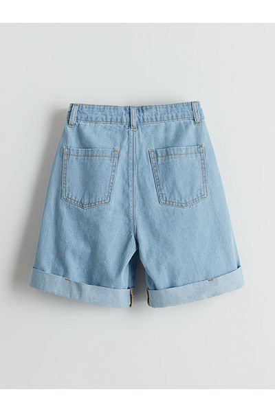 LC Waikiki Girl's Jean Shorts with Adjustable Elastic Waist