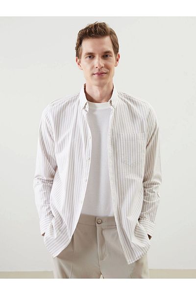 Store New Season Regular Fit Long Sleeve Striped Men's Shirt - S51808Z8
