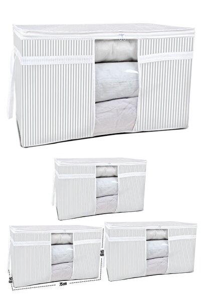 AboutThePerfect 4'lü Gri Pencereli Yastık Yorgan Hurç Seti 75x40x40 cm