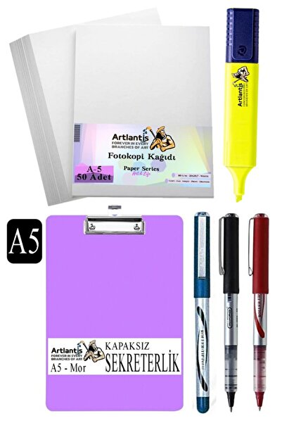 Artlantis قلم سيكرتاري A5 بدون غطاء 3 ألوان A5 ورق تصوير أبيض 50 قطعة قلم تحد...