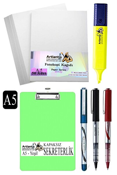 Artlantis قلم سيكرتاري A5 بدون غطاء 3 ألوان A5 ورق تصوير أبيض 50 قطعة قلم تحد...