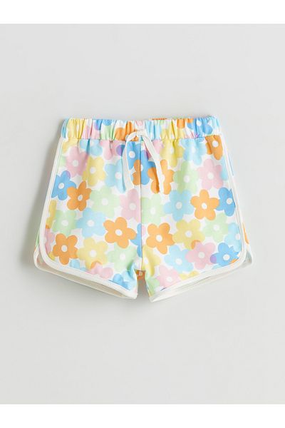 LC Waikiki Floral Girl's Shorts with Elastic Waist, Pack of 2