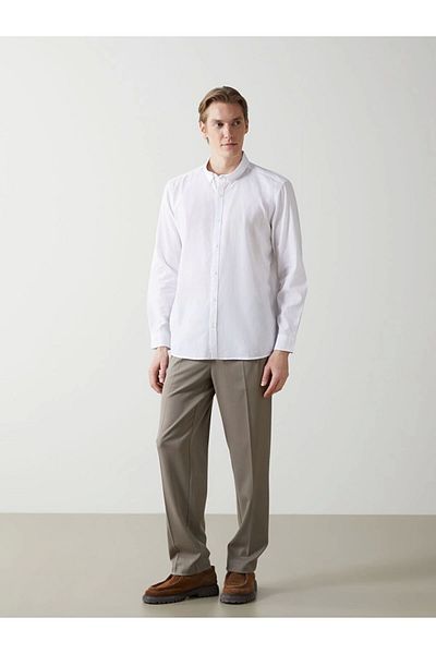 Store New Season Slim Fit Long Sleeve Linen Blend Men's Shirt - S55710Z8