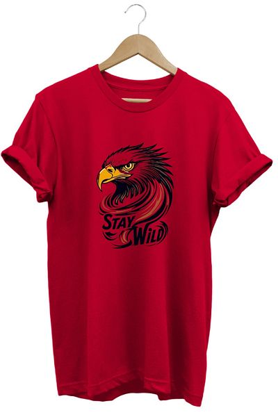 hobidünyam- Kartal Stay Wild T-Shirt Printed 100% Cotton Regular Fit T-Shirt