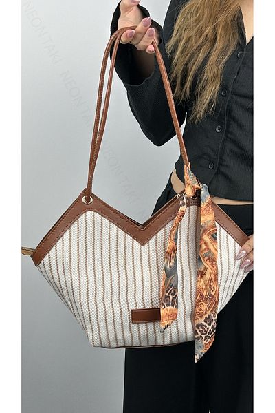 Neon Takı by Atalay Shoulder and Hand Bag with Sensitivity Label and Scarf Detail 57