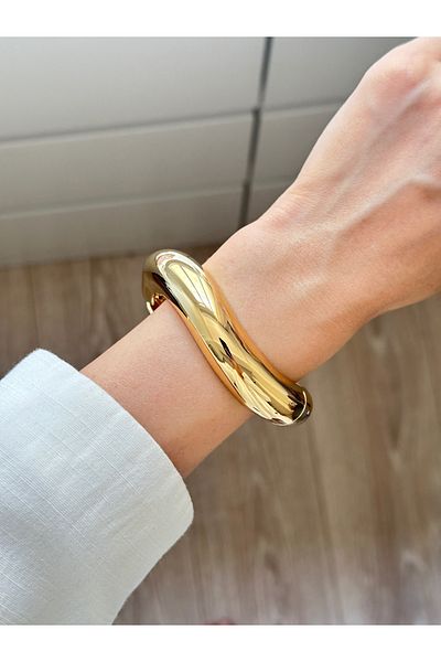 YOUES JEWELRY Thick Handcuff Bracelet Adjustable Wristband Unisex Gold Women's Handcuffs