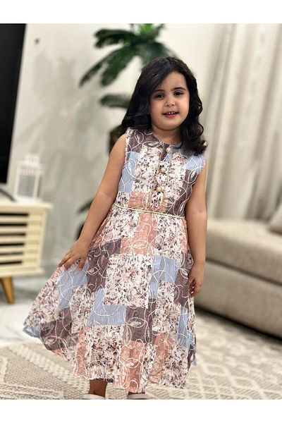 LULEA FASHION Girls' summer dress with a wide collar