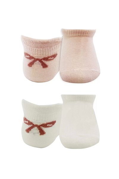 Haye Collection 2 Pack Sneakers Smile Combed Cotton Socks Bs20106 Pink Ecru