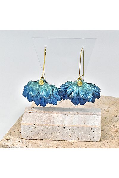 NARRU NARRU handmade earrings, flower-shaped, blue, Sidonia 07