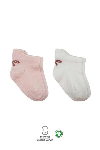 Haye Collection 2 Pack Sneakers Smile Combed Cotton Socks Bs20106 Pink Ecru