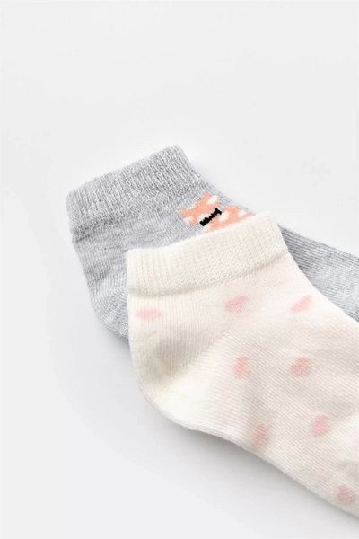 Haye Collection Cat 2-Piece Old Booties Socks Ecru Gray