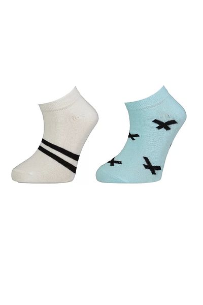 Haye Collection Striped 2-Piece Age Booties Socks Ecru