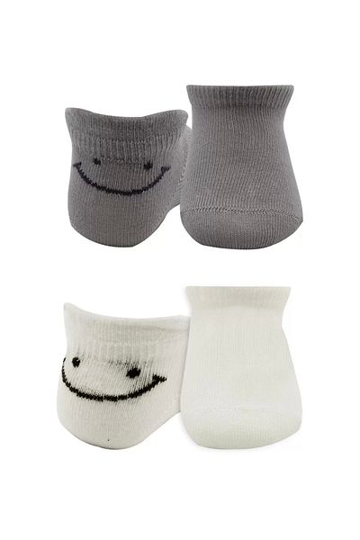 Haye Collection 2 Pack Sneakers Smile Combed Cotton Socks Bs20106 Gray Ecru