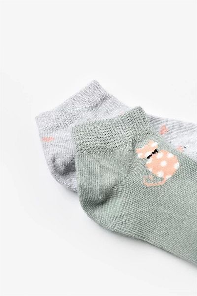 Haye Collection Cat 2 Pack Old Booties Socks Mint Gray