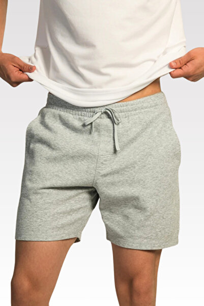 NAKRUF Ανδρικό γκρι απλό κανονικό καλοκαιρινό σορτς
