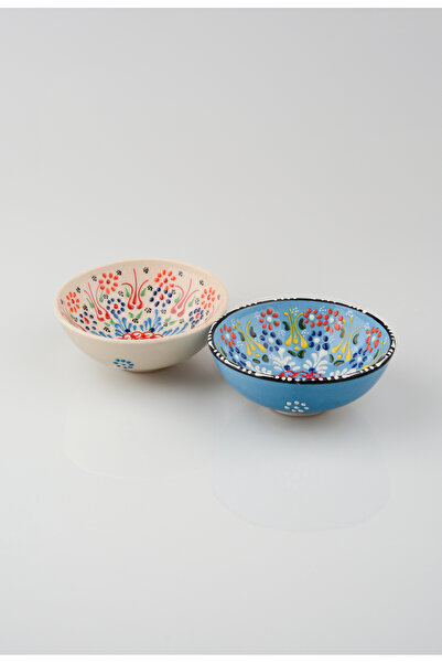 ADEN LİNA ART WORKSHOP طقم 2 قطعة مصنوع يدويًا من السيراميك باللون الأزرق الف...