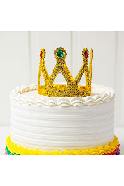 Skygo Χρυσό Sparkly Cake Crown Cake Top Crown Πλαστικό Υλικό 8x8 cm