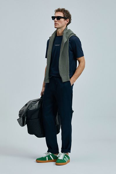 Lufian Karl Smart Men's Chino Trousers Slim Fit Navy Blue
