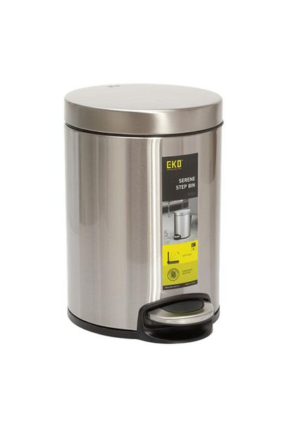 Generic EKO Serene Stainless Steel Soft Closing Step Bin Silver 5 Liter EK9215MT-5L