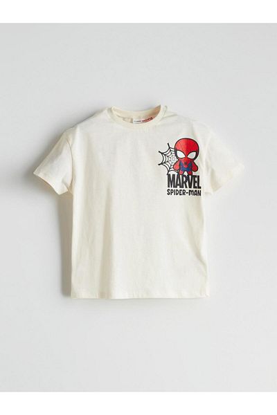 LC Waikiki Beige Spider-Man Printed Boy's T-Shirt