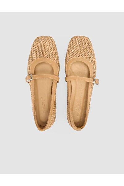 Cabani Straw Beige Women's Ballerinas