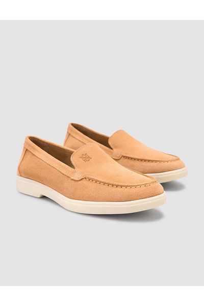 Mona Mae 100% Genuine Leather Orange Suede Women's Loafer
