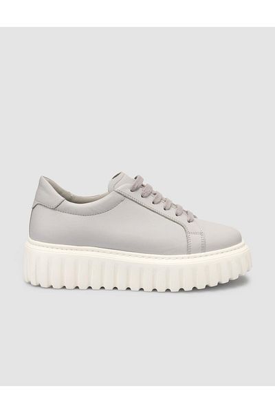 Mona Mae 100% Genuine Leather Gray Women's Sports Shoes