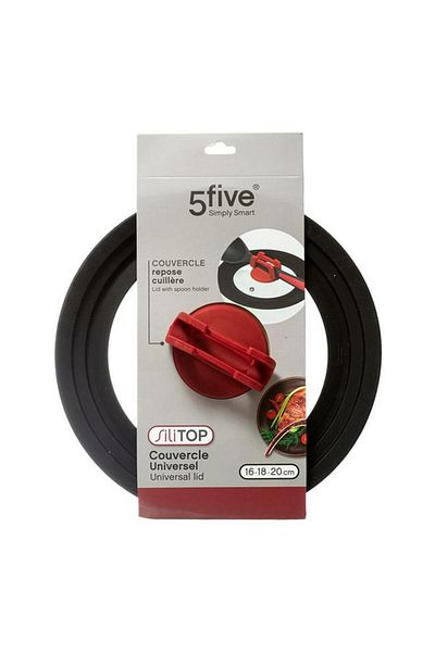 Generic Five Simply Smart Stilltop Universal Round Glass Lid Clear and Black 16/18/20cm