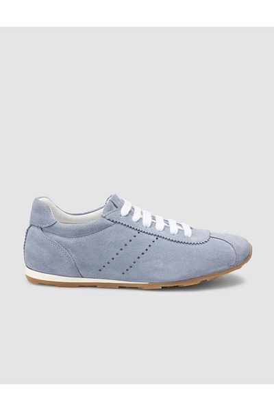 Mona Mae 100% Genuine Leather Blue Suede Women's Sports Shoes
