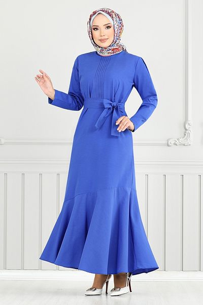 ModaMerve Rib Detail Hijab Dress 4096Pm1063-M Saks