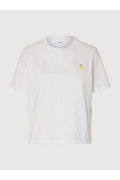 Selected Femme T-Shirt mit Rundhalsausschnitt Besticktes