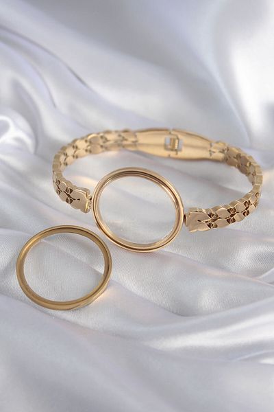 Skygo 316l Steel Gold Color Barley Embroidery Openable Bell Jar Model Women's Handcuffs