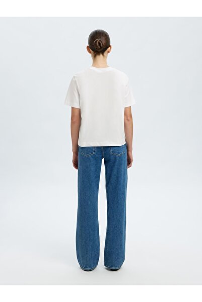 Selected Femme T-Shirt mit Rundhalsausschnitt Besticktes