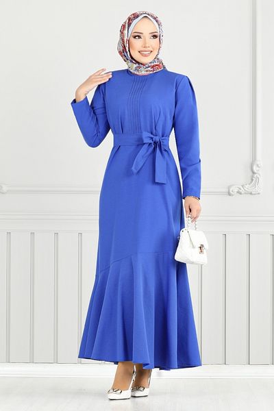 ModaMerve Rib Detail Hijab Dress 4096Pm1063-M Saks