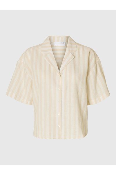 SELECTED Bluse aus Leinengemisch Kurzarm