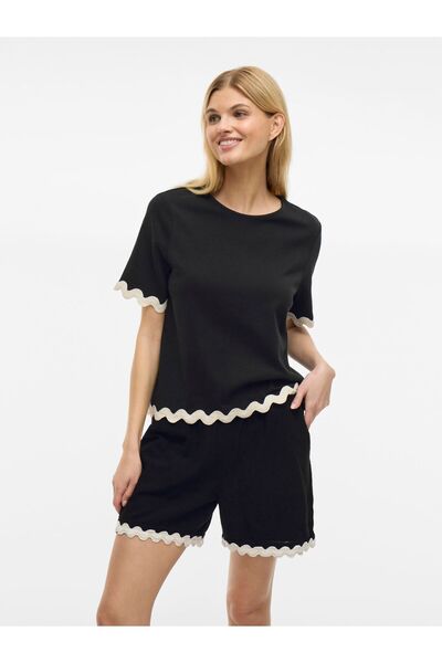 VILA Oberteil mit kurzen Ärmeln VICALISA Rundhals