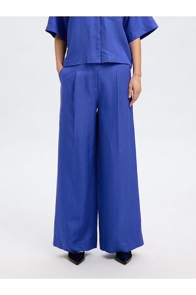 Selected Femme Hose mit weitem Bein Leinenmix