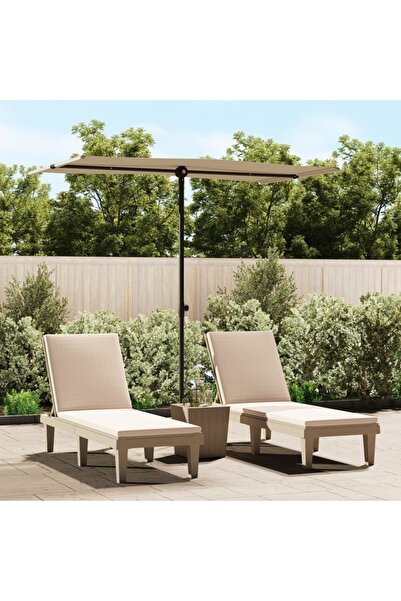 vidaxl مظلة خارجية مع عمود من الألومنيوم 180 × 110 سم لون بني رمادي