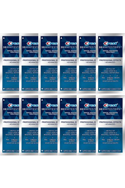 CREST Whitening Strips, Crest Whitestrips 3D Professional Effects, 10% Concentration, 1 pouch (2 strips)
