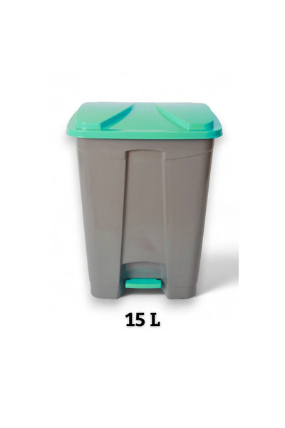 Genel Markalar Slim Pedallı Çöp Kovası 15 L - Gri & Yeşil Kapak Iç Ve Dış Mek...