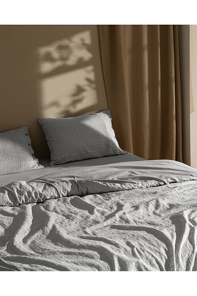Madame Coco Lumiere Double 100% Cotton Dobby Duvet Cover Set - Light Gray